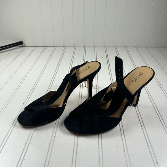 Michael Kors Black Suede Becky Open-Toe Slingback Heels Womenโs Size 9.5 - Picture 8 of 12